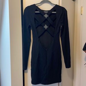 Black Bodycon Open Back Dress